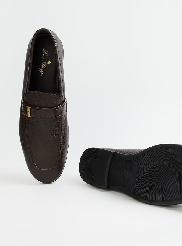 LOUIS PHILIPPE Grain Leather Slip-On Shoes