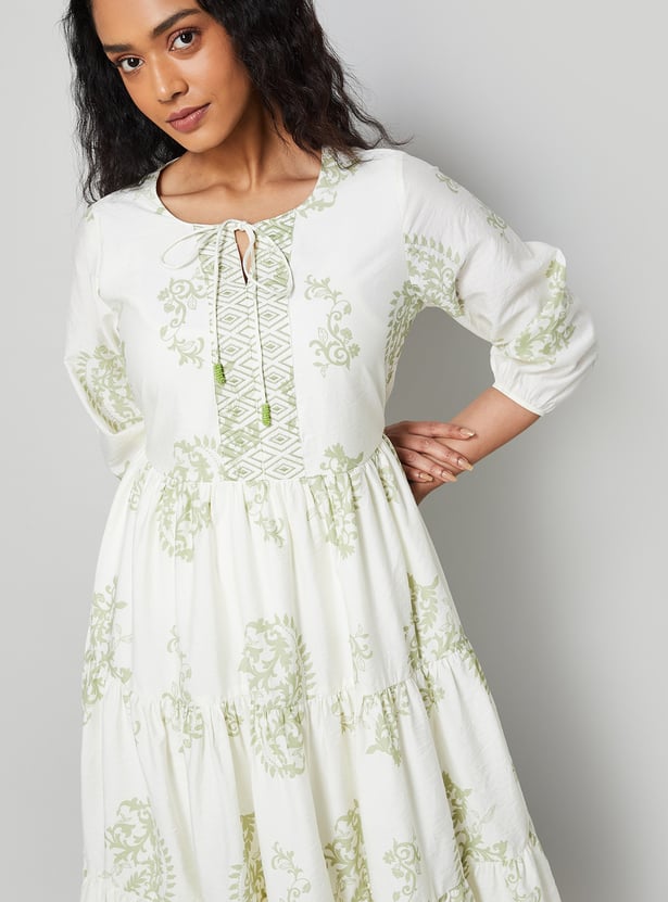 COLOUR ME Ethnic Motif Tiered Dress
