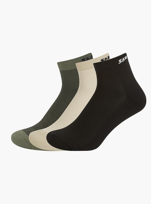 SKECHERS Solid Ankle Length Socks - Pack of 3