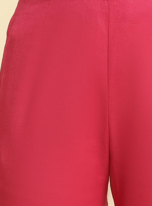 W Straight Pants with Embellished Hem