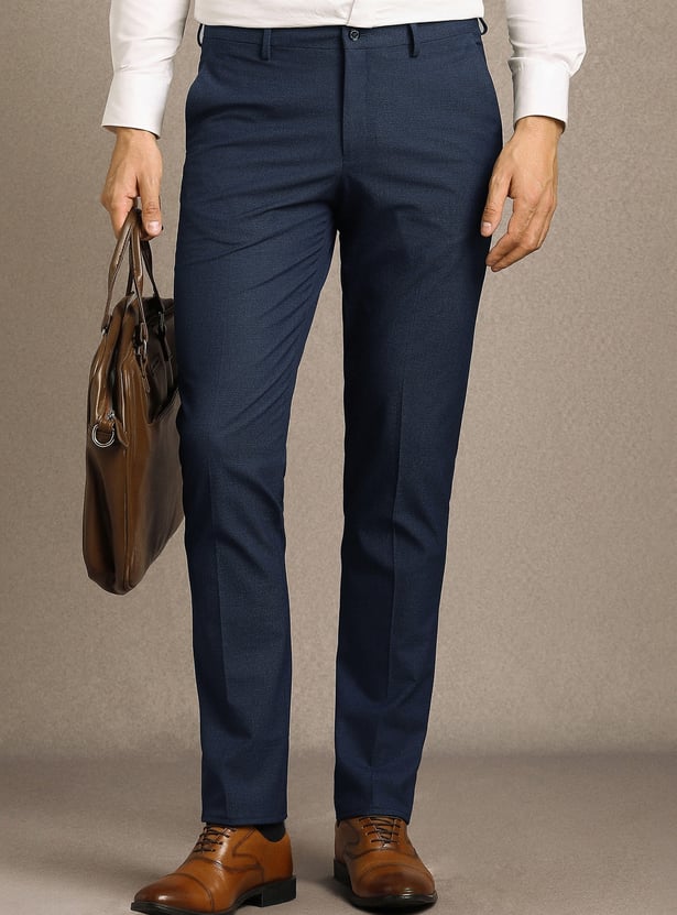 LOUIS PHILIPPE Solid Slim Straight Formal Trousers