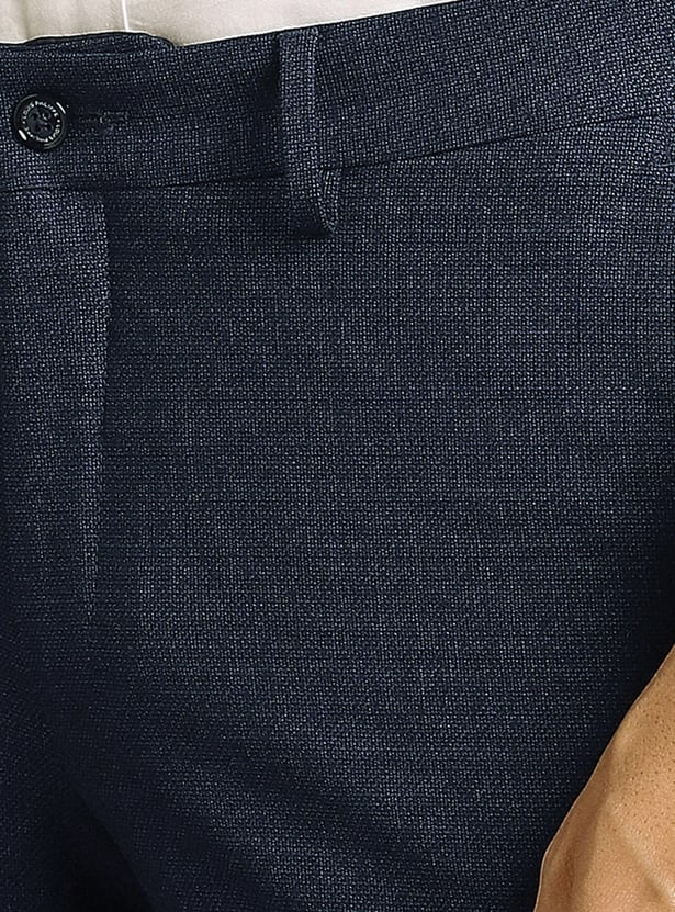 LOUIS PHILIPPE Solid Slim Straight Formal Trousers