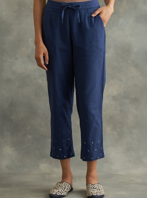 W Embroidered Straight Pants