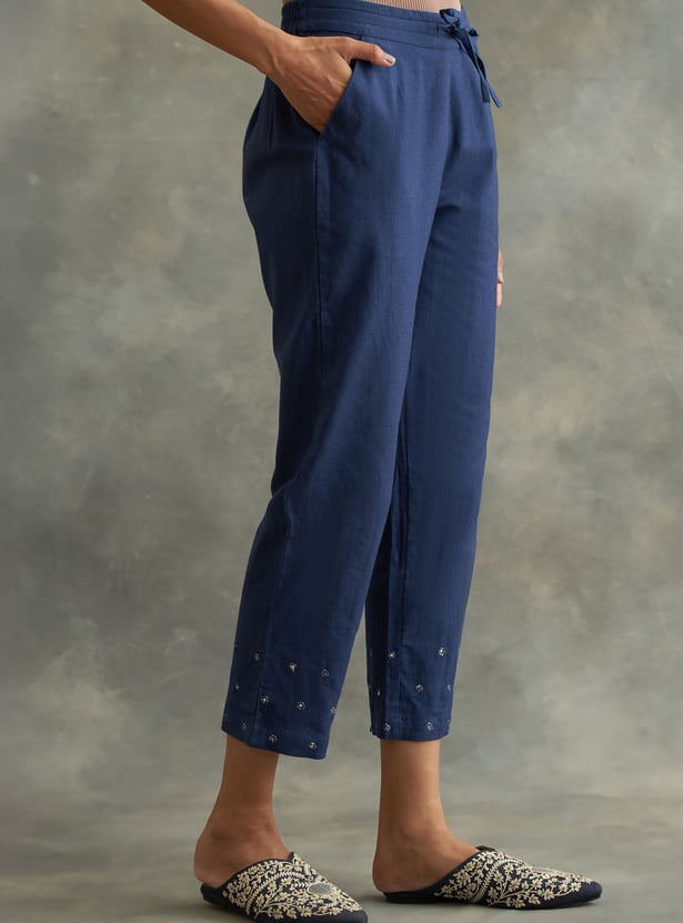 W Embroidered Straight Pants