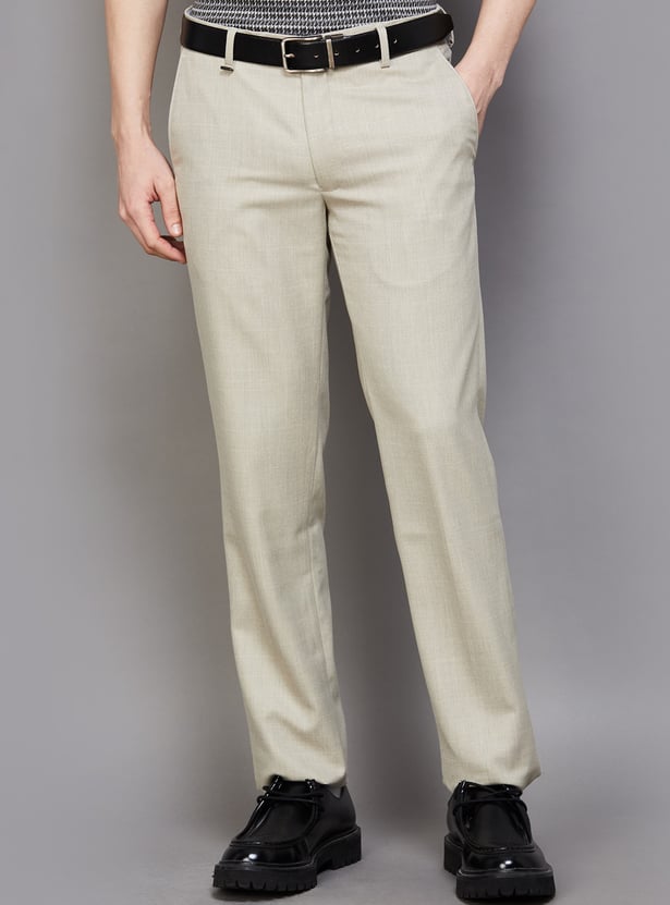 VAN HEUSEN Textured Slim Fit Trousers
