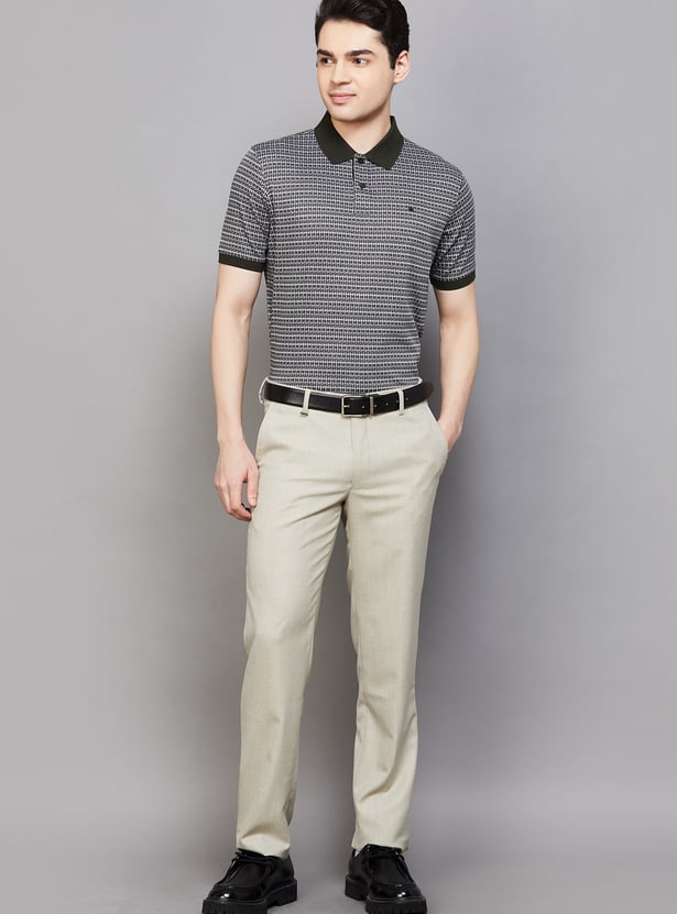 VAN HEUSEN Textured Slim Fit Trousers