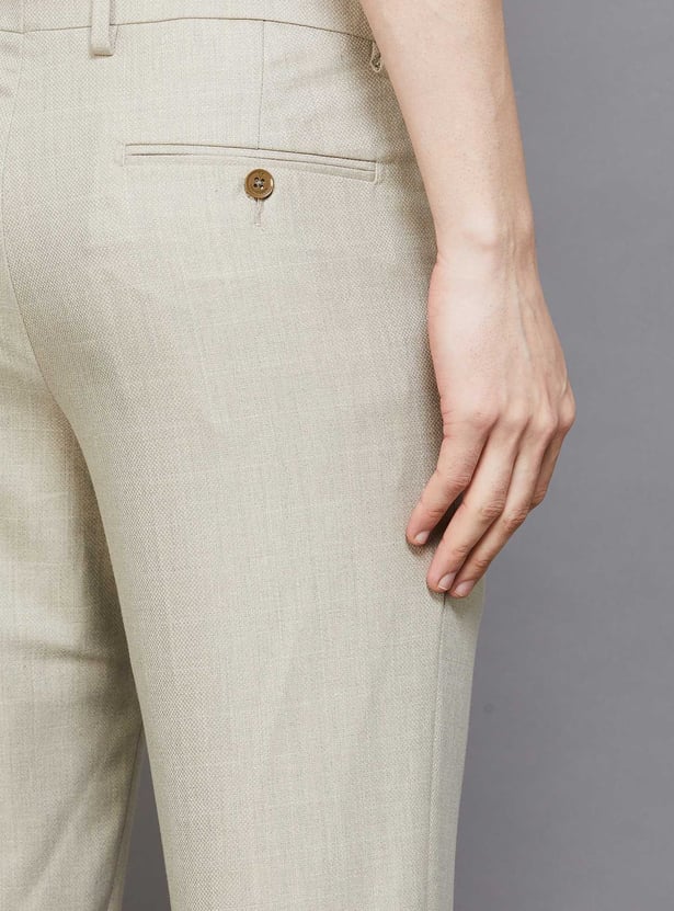 VAN HEUSEN Textured Slim Fit Trousers