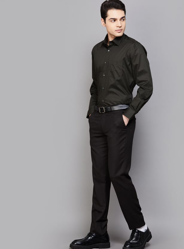 VAN HEUSEN Textured Custom Fit Formal Shirt