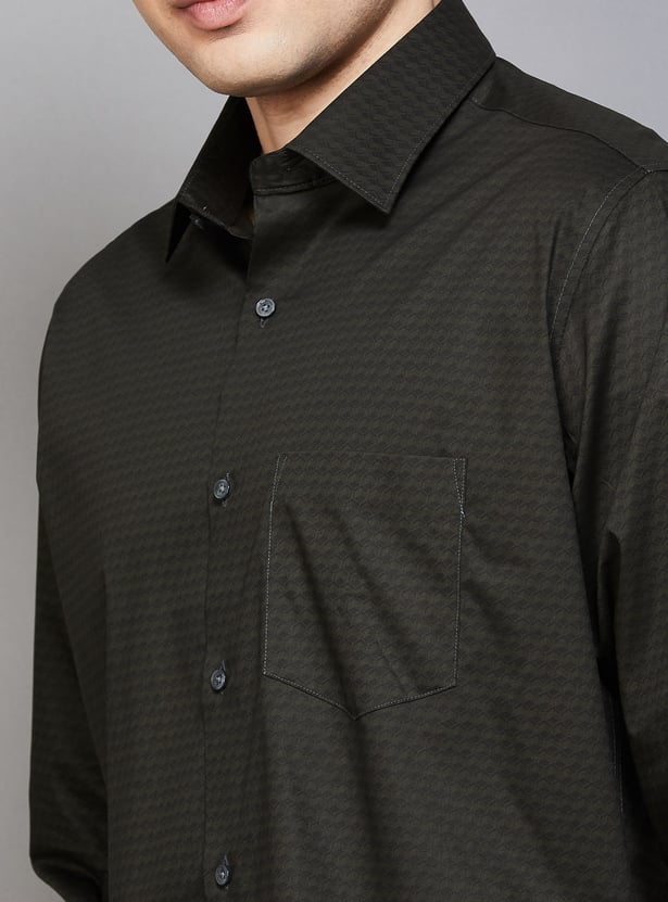 VAN HEUSEN Textured Custom Fit Formal Shirt