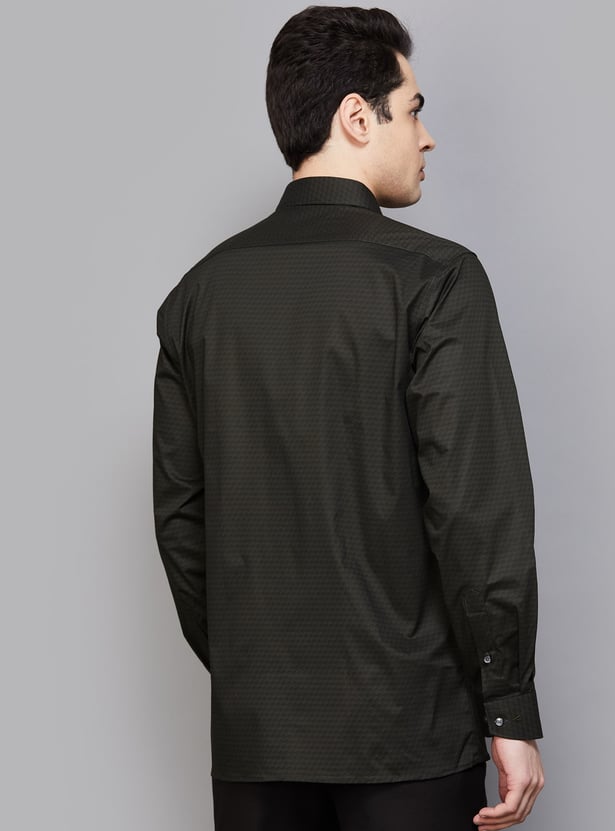 VAN HEUSEN Textured Custom Fit Formal Shirt