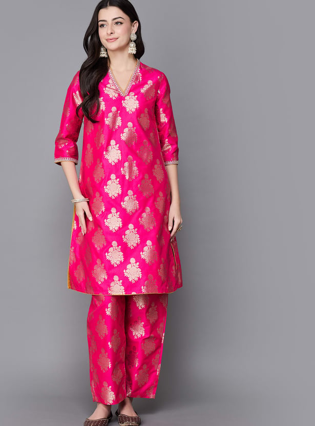 BIBA Woven Straight Kurta Set