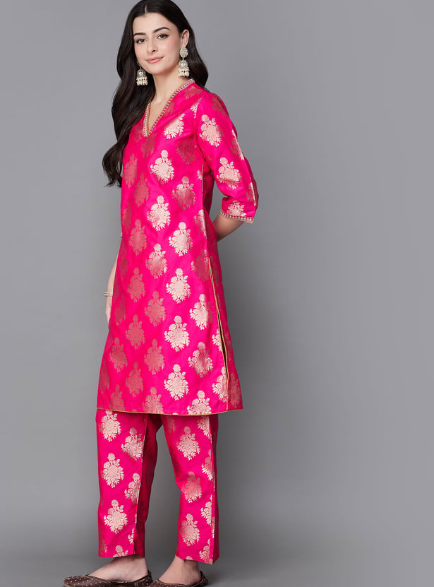 BIBA Woven Straight Kurta Set