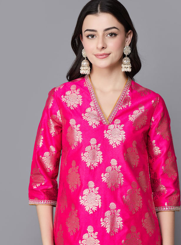 BIBA Woven Straight Kurta Set