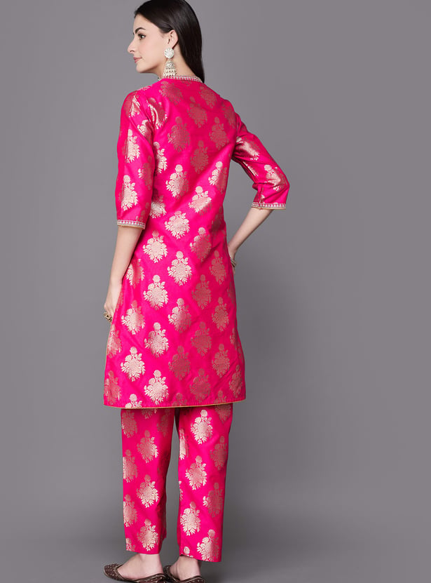 BIBA Woven Straight Kurta Set