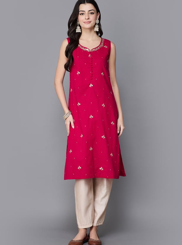 BIBA Embroidered Straight Kurta