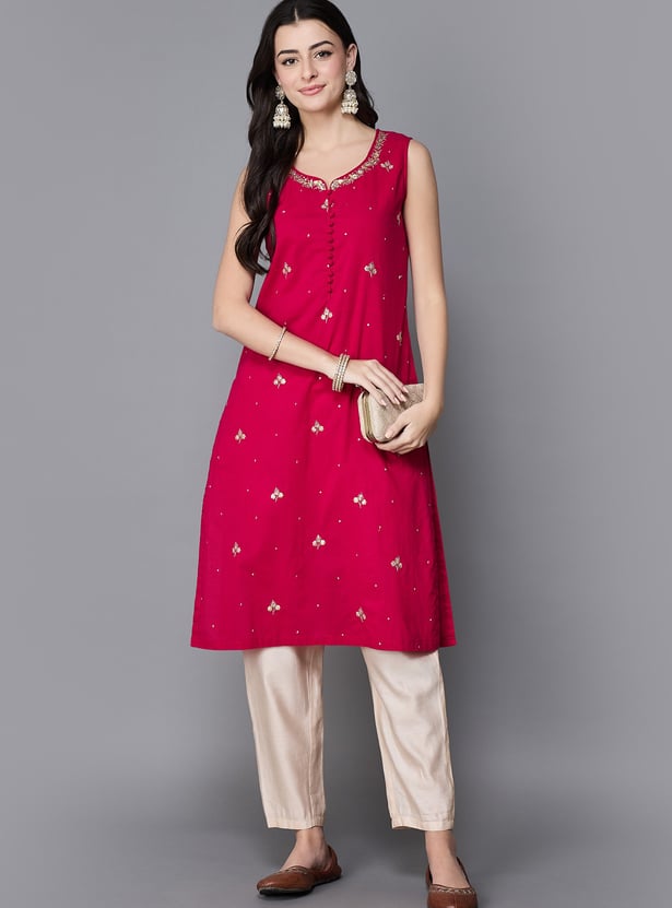 BIBA Embroidered Straight Kurta