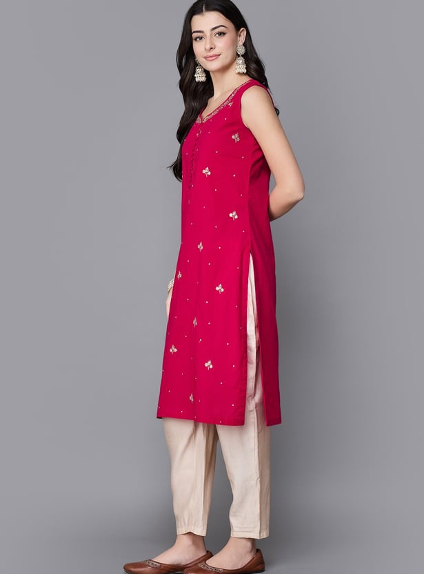 BIBA Embroidered Straight Kurta