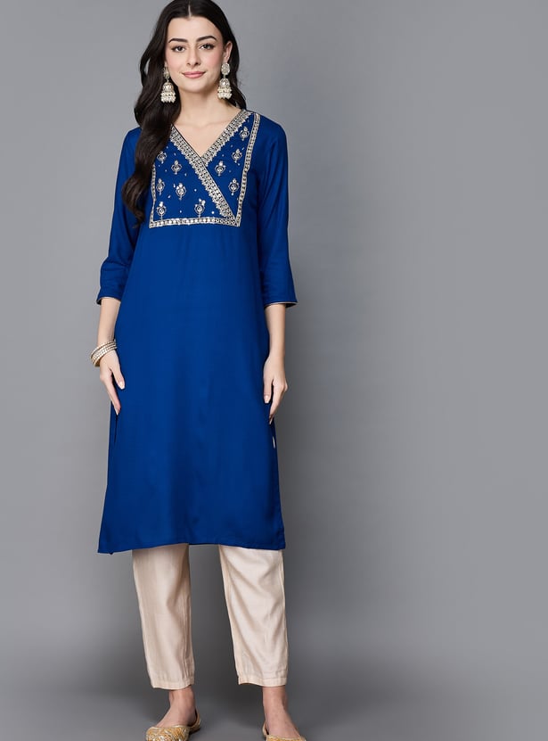 BIBA Embroidered Straight Kurta