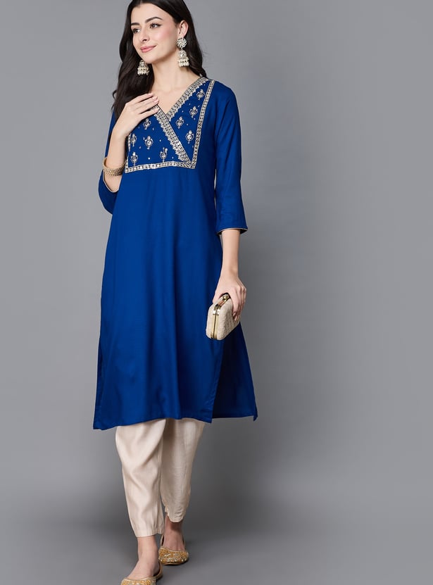 BIBA Embroidered Straight Kurta