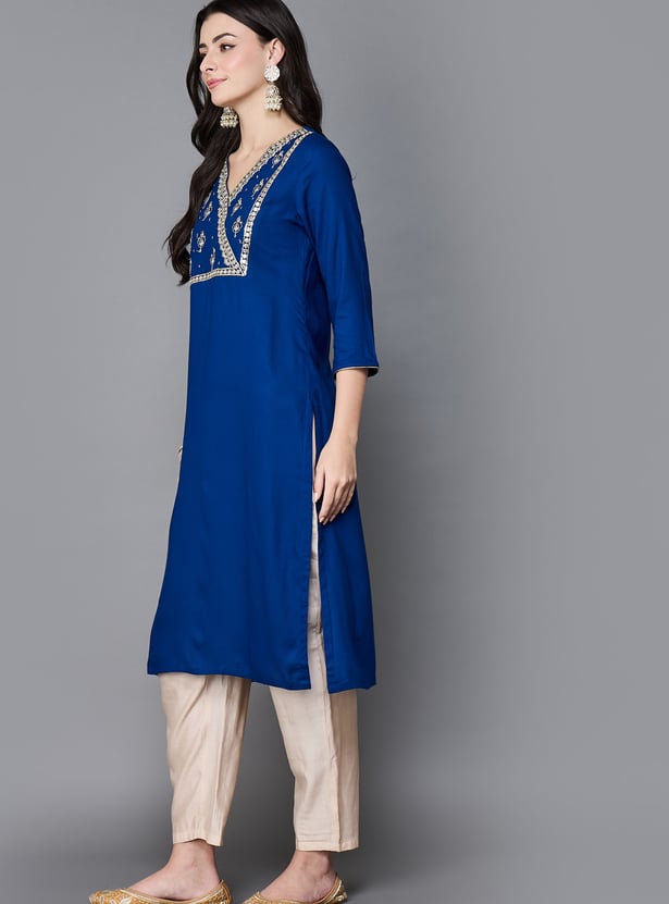 BIBA Embroidered Straight Kurta