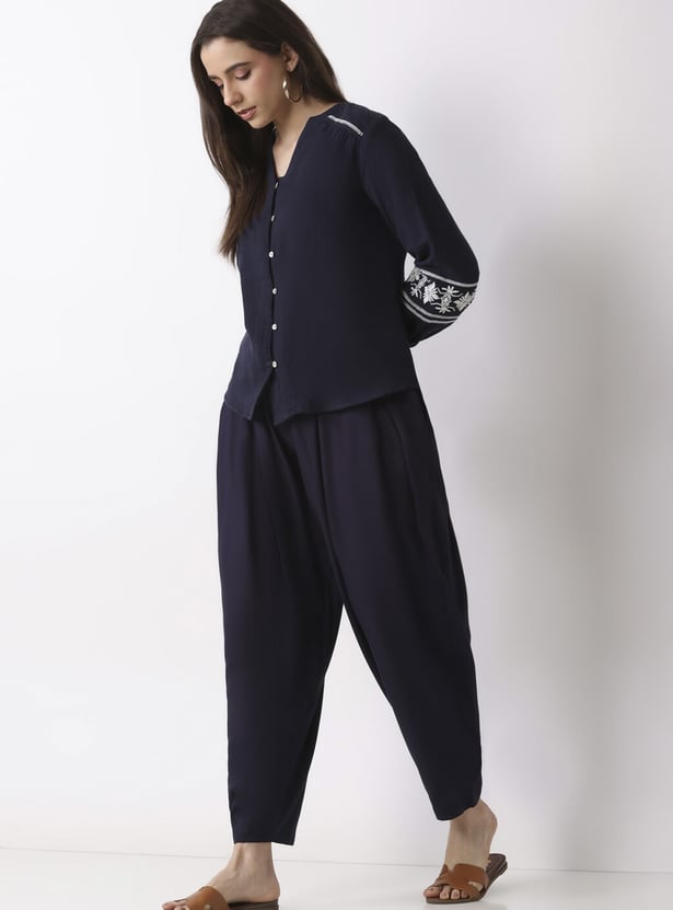 BIBA Solid Relaxed Pants