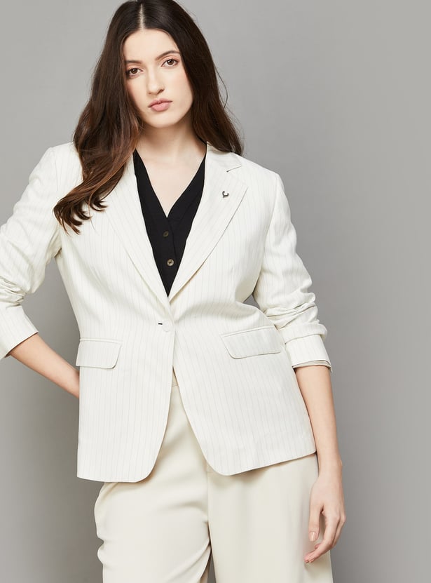 ALLEN SOLLY Striped Single-Breasted Formal Blazer