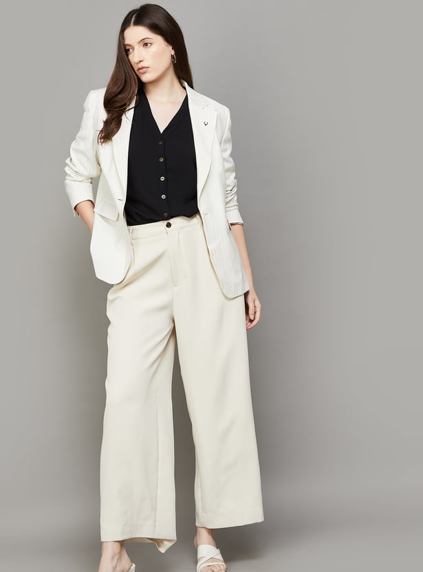 ALLEN SOLLY Striped Single-Breasted Formal Blazer