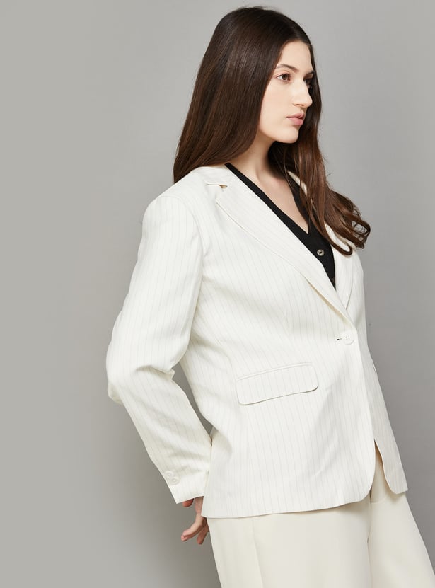 ALLEN SOLLY Striped Single-Breasted Formal Blazer