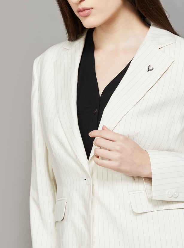 ALLEN SOLLY Striped Single-Breasted Formal Blazer