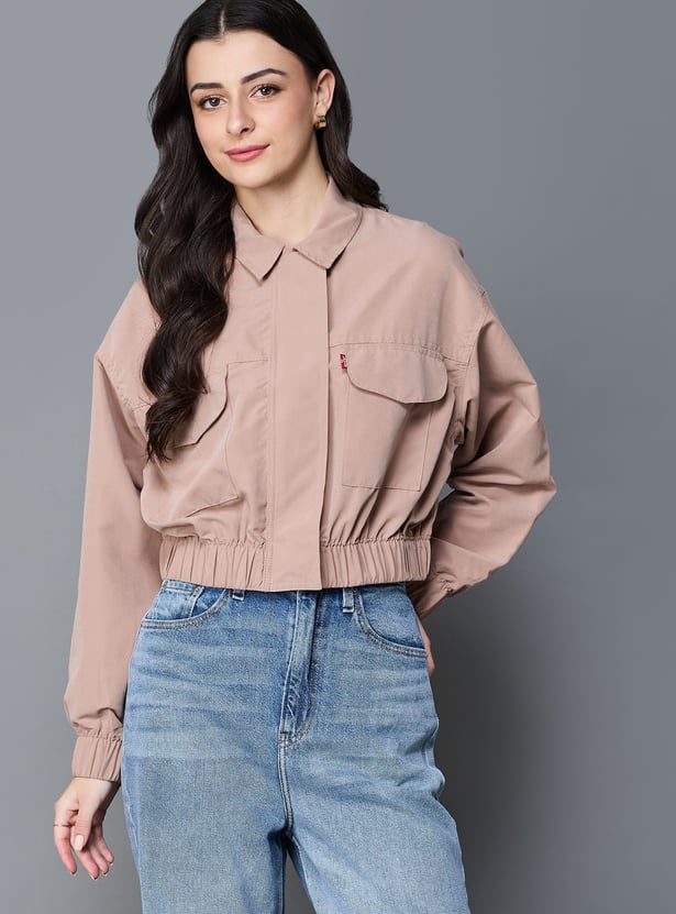 LEVI'S Solid Cropped Jacket