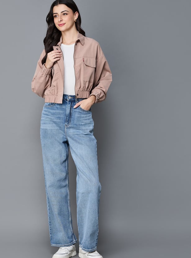 LEVI'S Solid Cropped Jacket