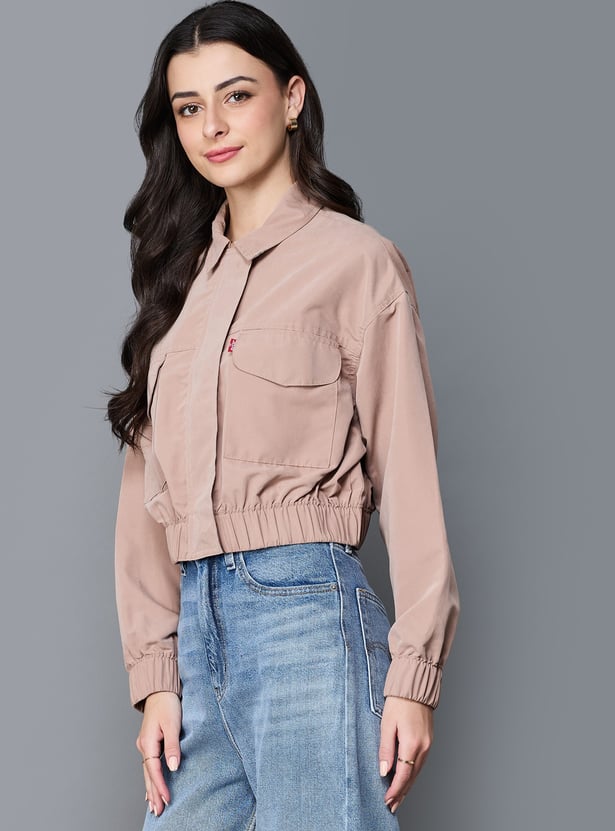LEVI'S Solid Cropped Jacket