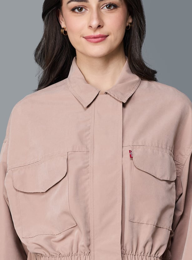 LEVI'S Solid Cropped Jacket