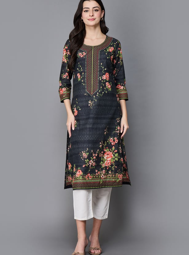 BIBA Floral Print Straight Kurta