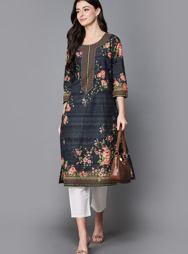 BIBA Floral Print Straight Kurta