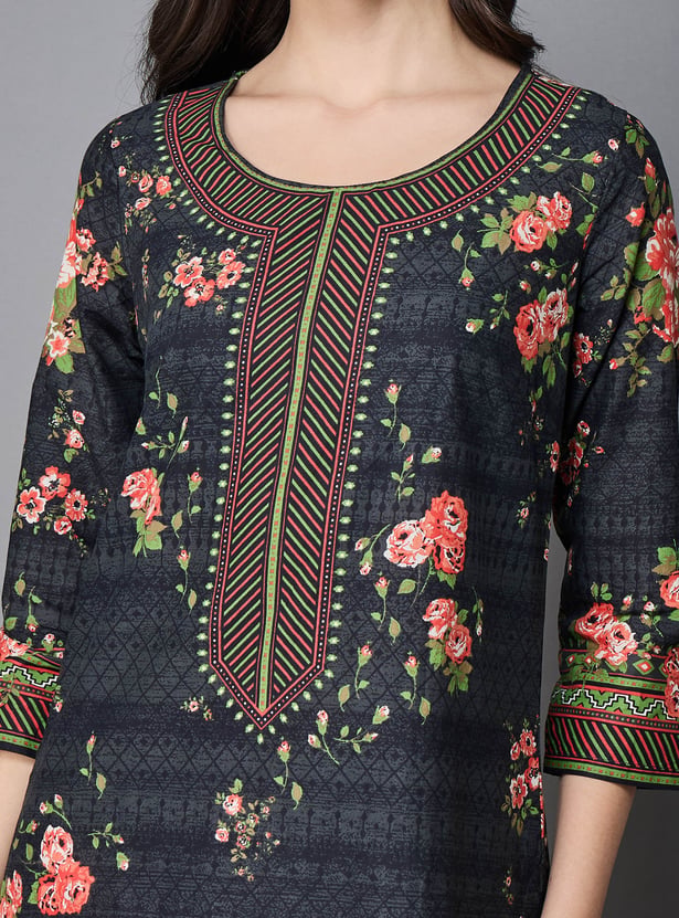 BIBA Floral Print Straight Kurta