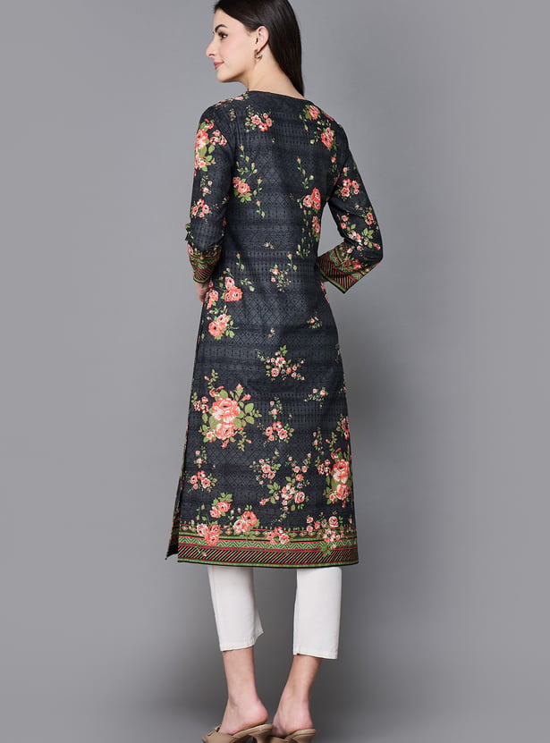 BIBA Floral Print Straight Kurta