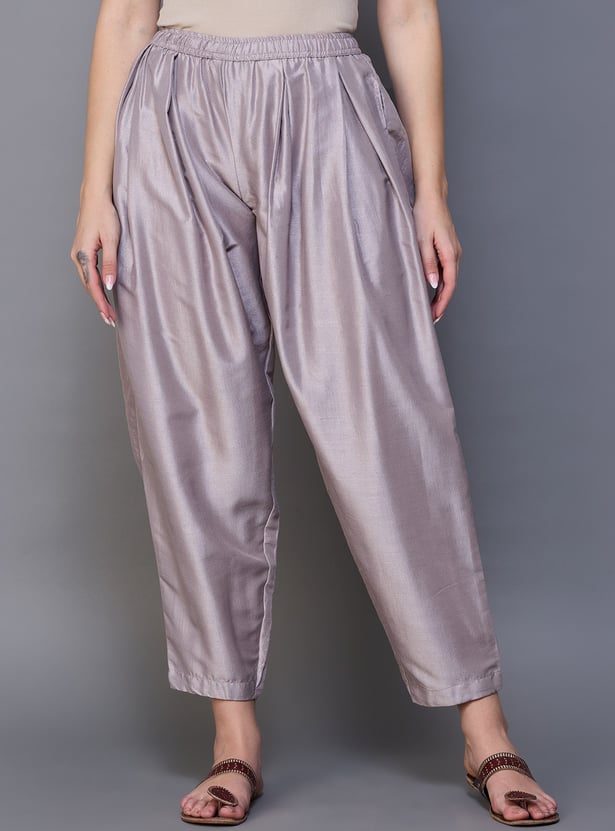BIBA Solid Straight Pants