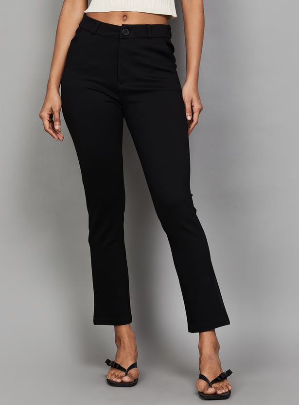 XPOSE Solid Straight Fit Trousers