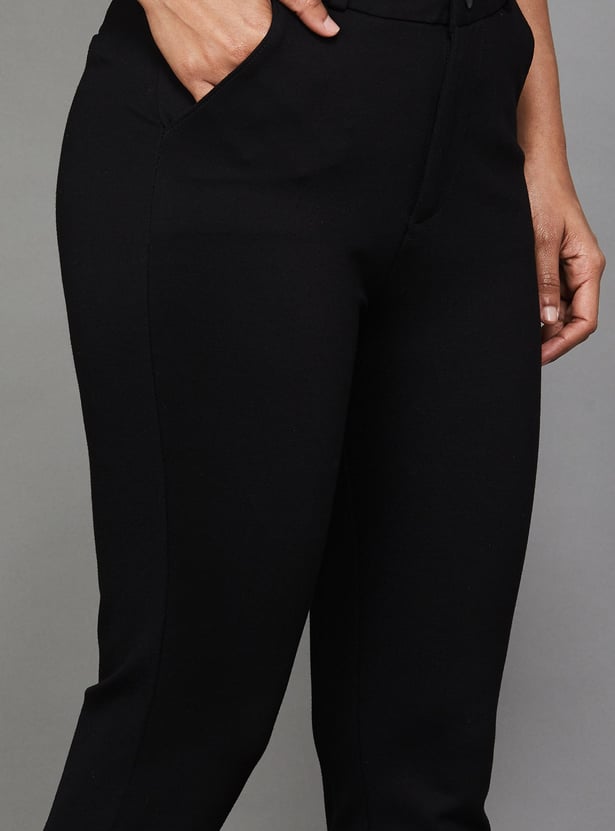 XPOSE Solid Straight Fit Trousers