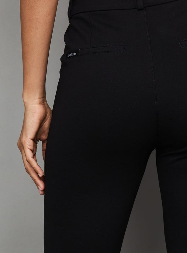 XPOSE Solid Straight Fit Trousers