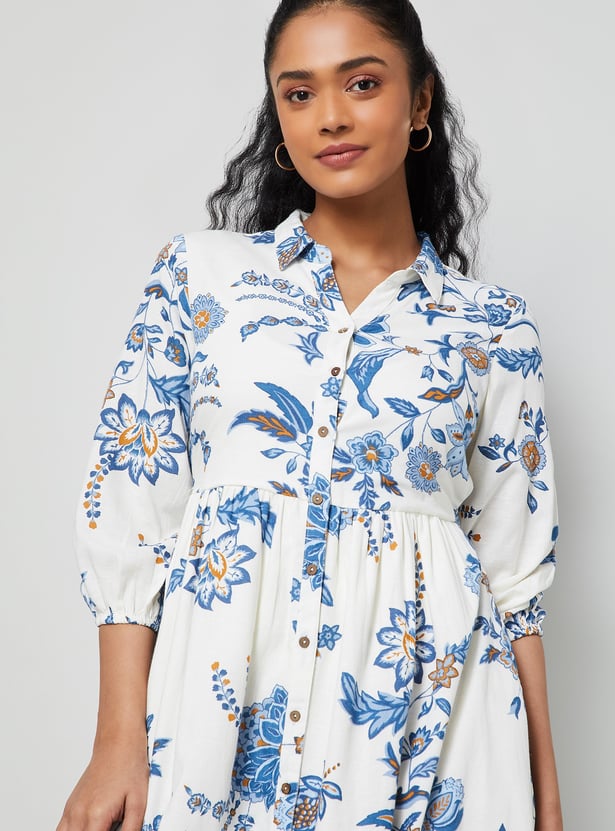 COLOUR ME Floral Print Fit & Flare Dress