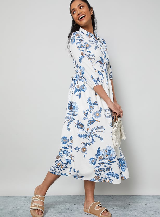 COLOUR ME Floral Print Fit & Flare Dress