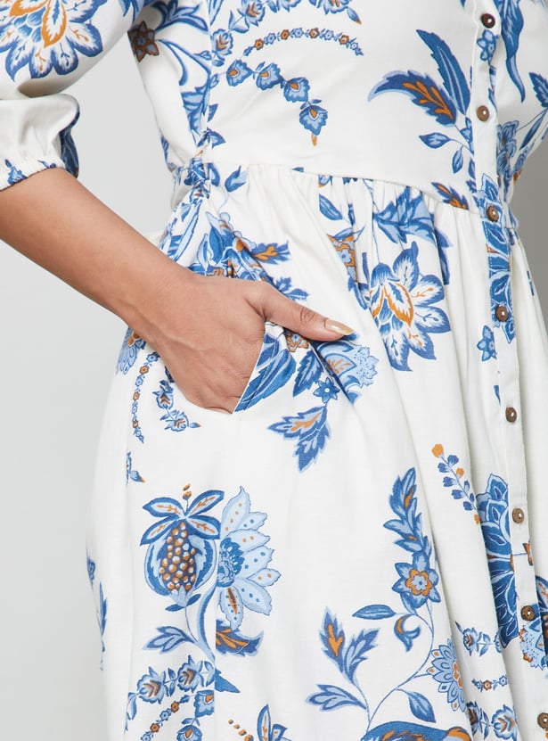 COLOUR ME Floral Print Fit & Flare Dress