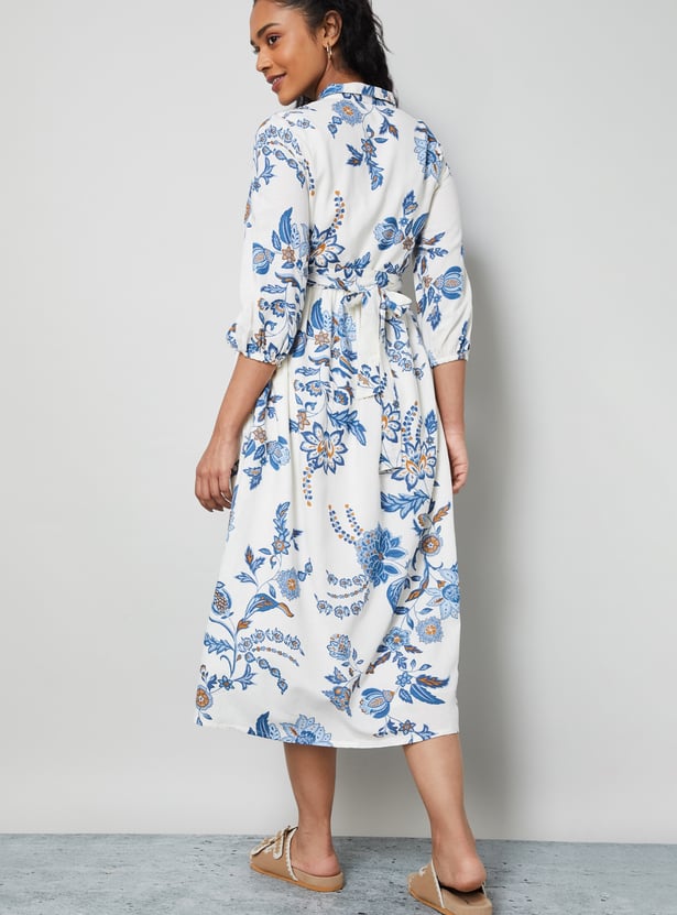 COLOUR ME Floral Print Fit & Flare Dress
