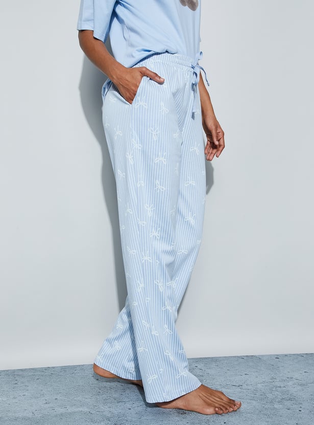 GINGER Bow Print Elasticated Pyjamas