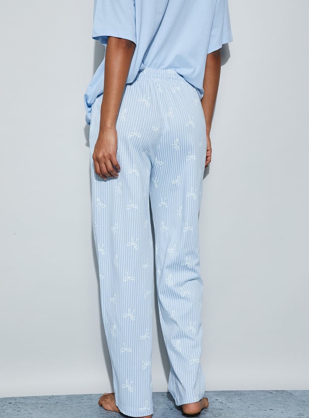 GINGER Bow Print Elasticated Pyjamas
