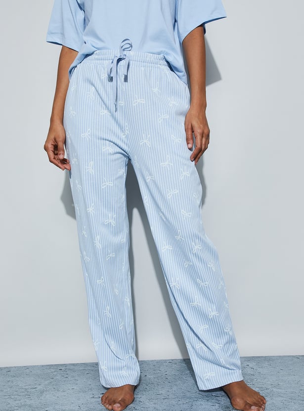 GINGER Bow Print Elasticated Pyjamas