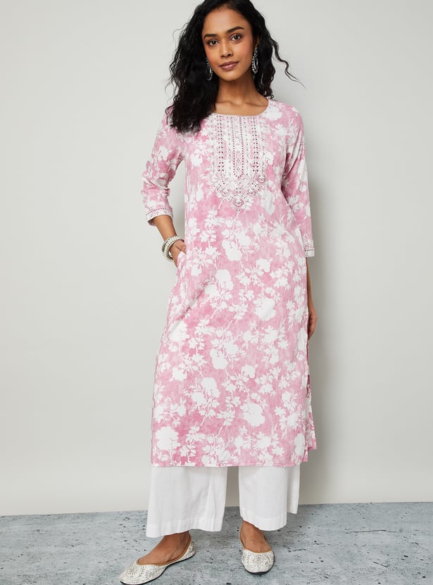 MELANGE Floral Print Straight Kurta
