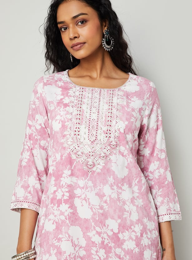 MELANGE Floral Print Straight Kurta